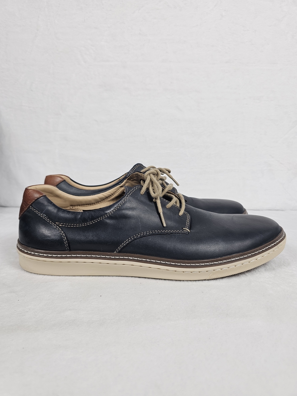 Johnston & Murphy McGuffey Plain Toe Navy Blue Leather Derby Oxford Shoes Men 13